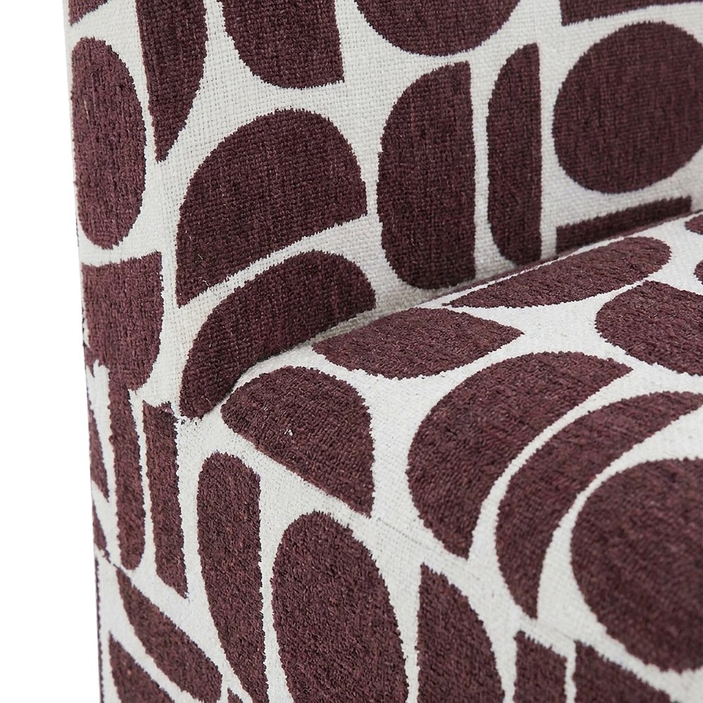 Jacquard-Woven Upholstered Stool with Sinuous Spring Support, Merlot