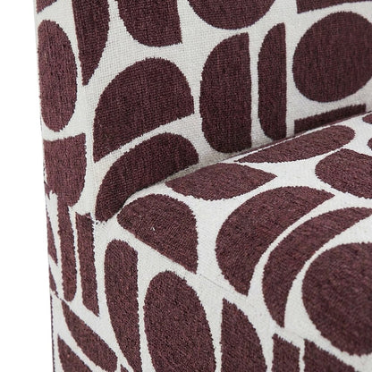 Jacquard-Woven Upholstered Stool with Sinuous Spring Support, Merlot