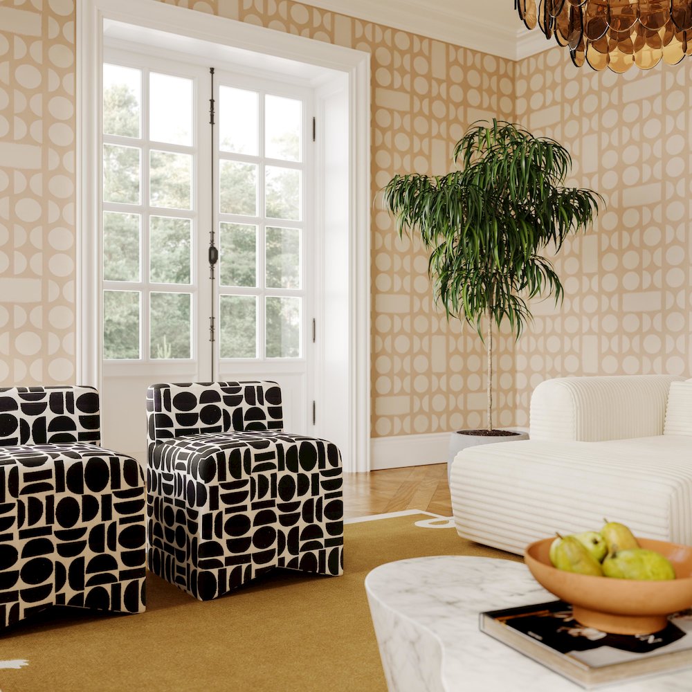 Pippa Black Geometric Jacquard Weave Stool
