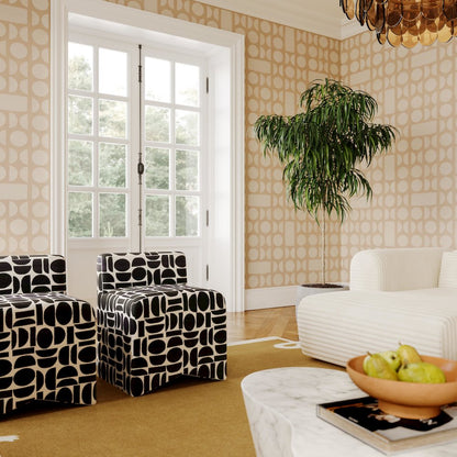 Pippa Black Geometric Jacquard Weave Stool
