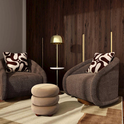 Stefanie Taupe Velvet Ottoman