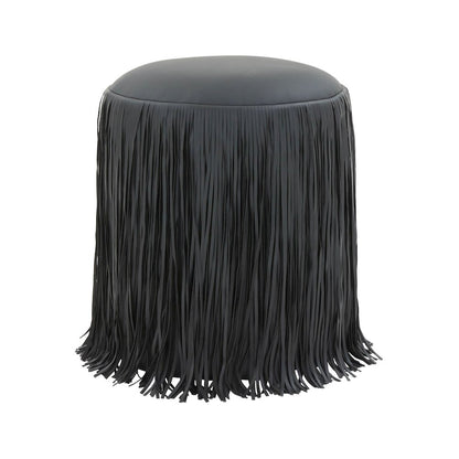 Shag Me Black Performance Vegan Leather Ottoman