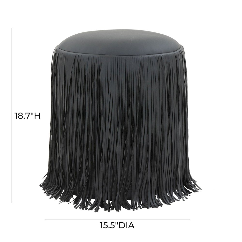 Shag Me Black Performance Vegan Leather Ottoman