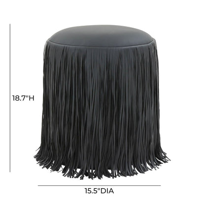 Shag Me Black Performance Vegan Leather Ottoman