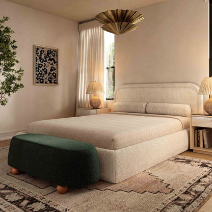 Jaine Forest Green Boucle Large Ottoman