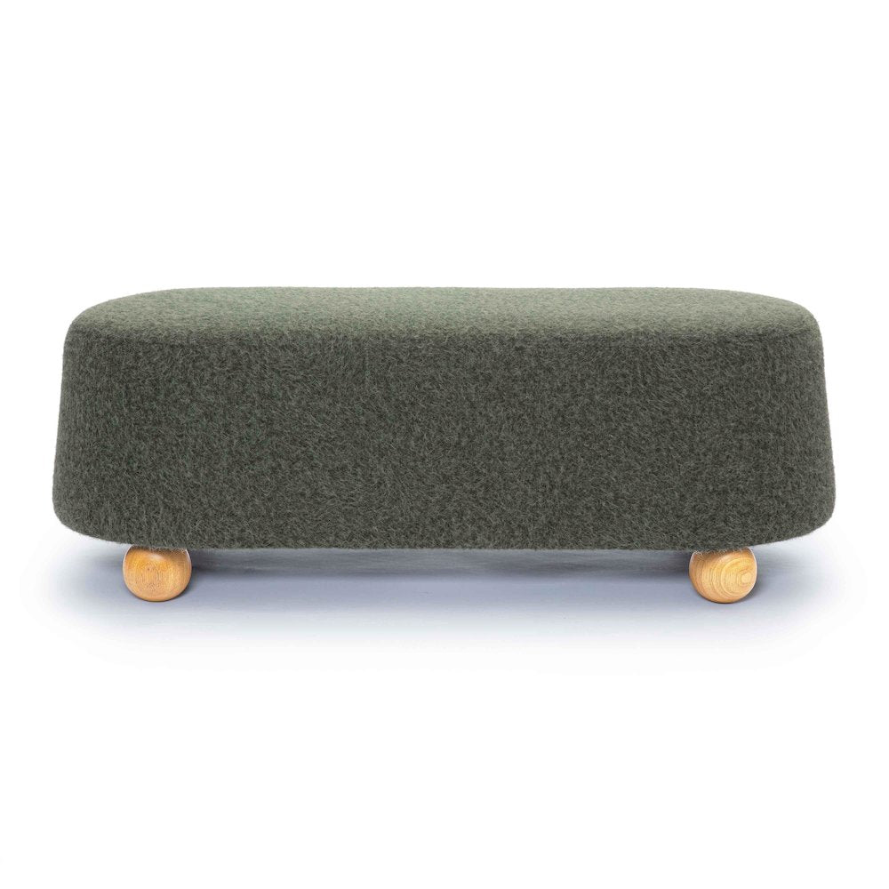Jaine Forest Green Loose Mohair Large Ottoman