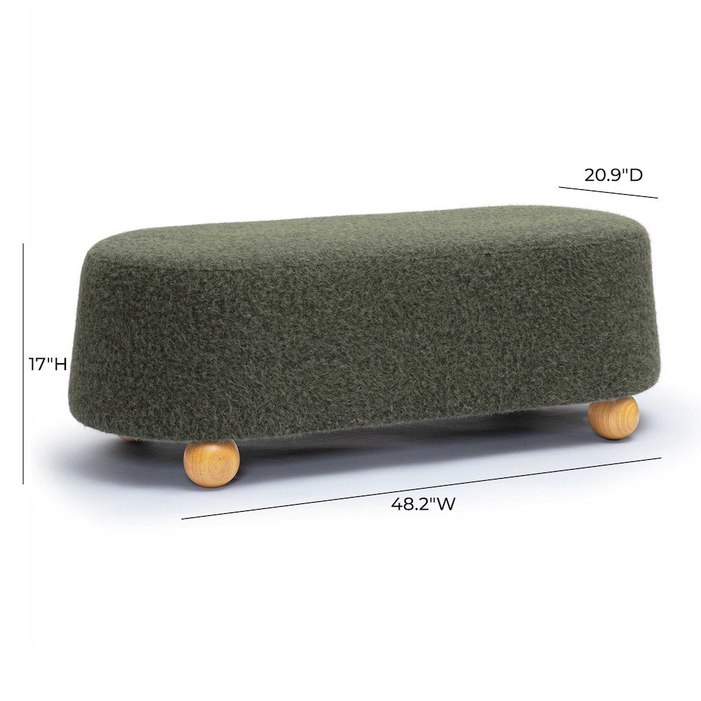 Jaine Forest Green Loose Mohair Large Ottoman