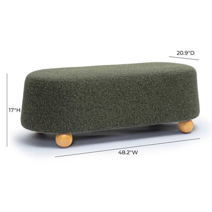 Jaine Forest Green Loose Mohair Large Ottoman