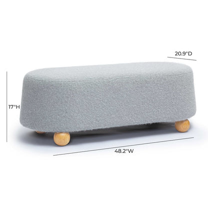 Jaine Stone Grey Loose Mohair Large Ottoman