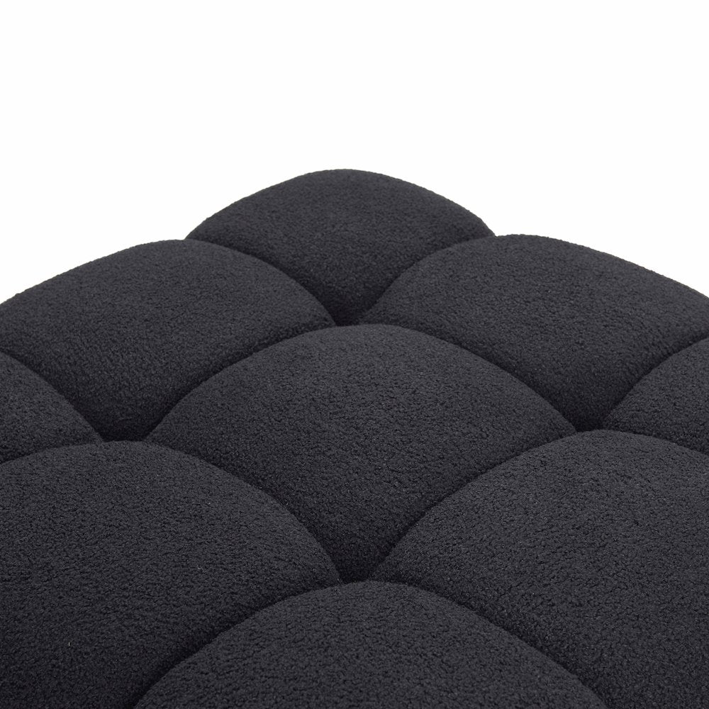 Calliope Black Vegan Shearling Modular Ottoman