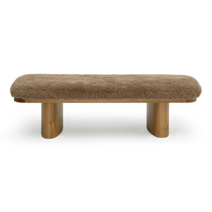 Ollie Taupe Straight Vegan Shearling Large Bench