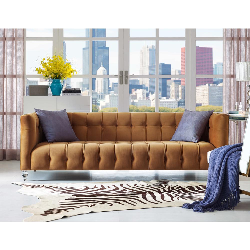Bea Cognac Velvet Sofa