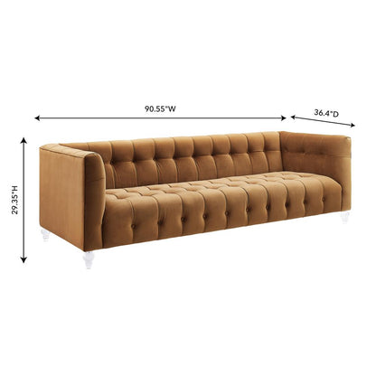 Bea Cognac Velvet Sofa