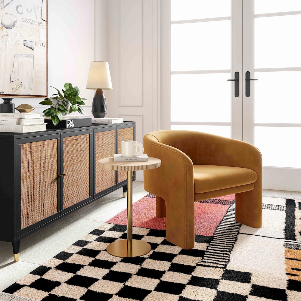 Marla Cognac Velvet Accent Chair