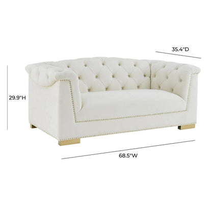 Farah Cream Velvet Loveseat