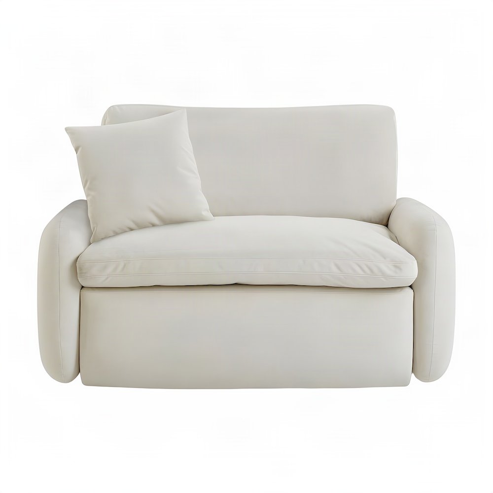 Starlight Canyon Home Velvet Lounge Chair with S-Spring and Pillow, Cream