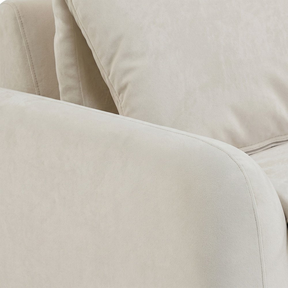 Starlight Canyon Home Velvet Lounge Chair with S-Spring and Pillow, Cream