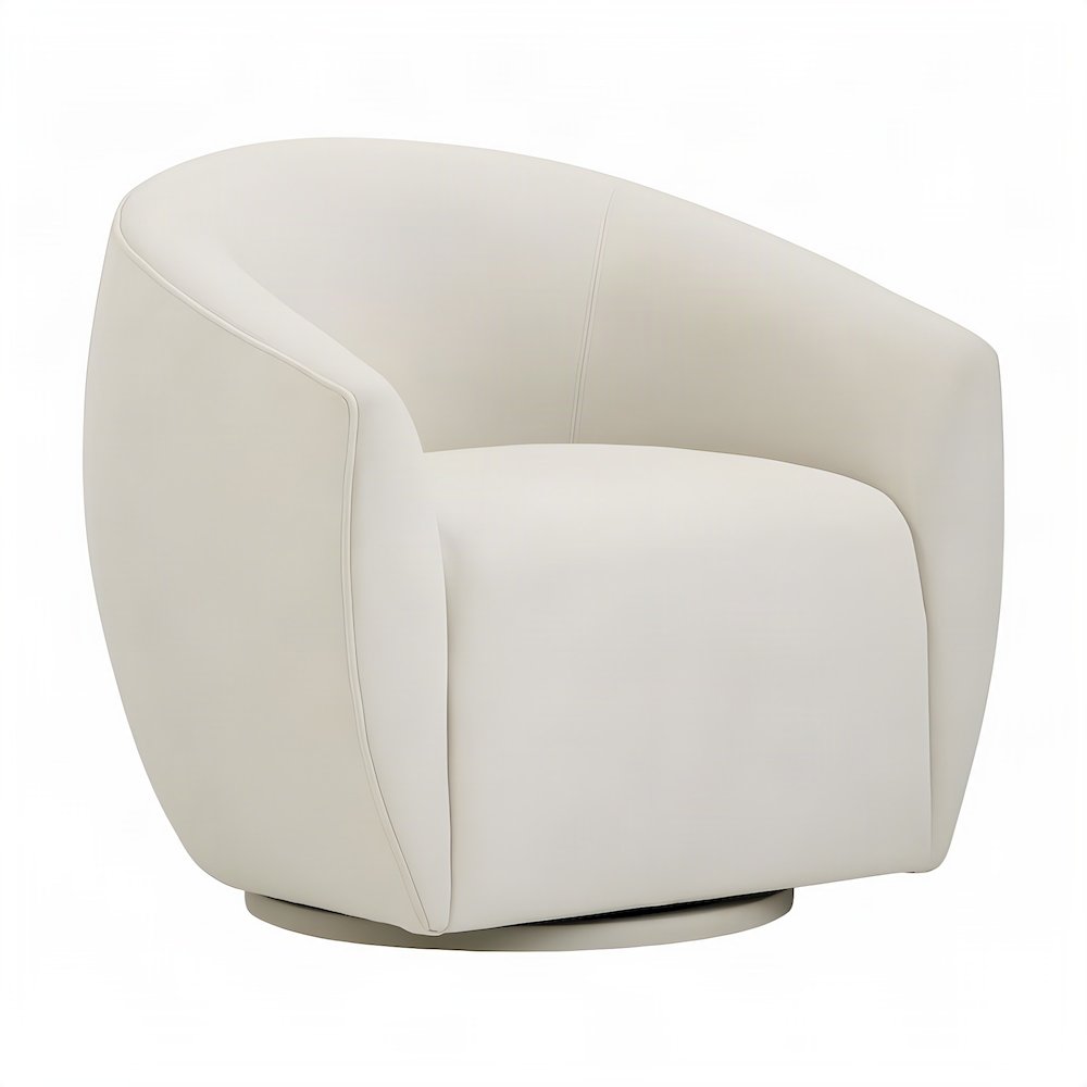 Jordan Velvet Swivel Accent Chair with Fiber-Wrapped Foam Cushion Seat, Cream