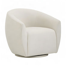 Jordan Velvet Swivel Accent Chair with Fiber-Wrapped Foam Cushion Seat, Cream