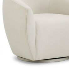 Jordan Velvet Swivel Accent Chair with Fiber-Wrapped Foam Cushion Seat, Cream