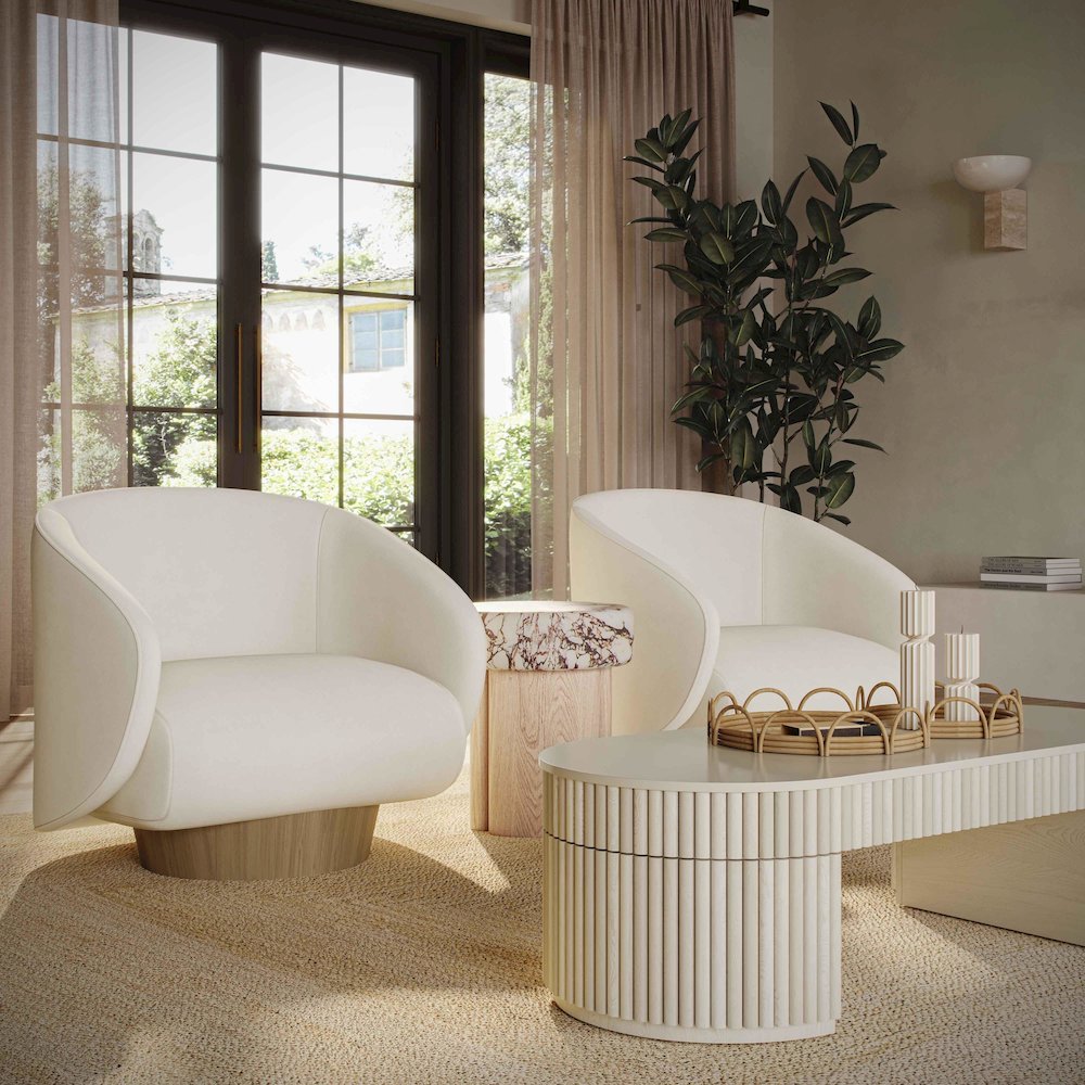 Presley Cream Velvet Swivel Accent Chair