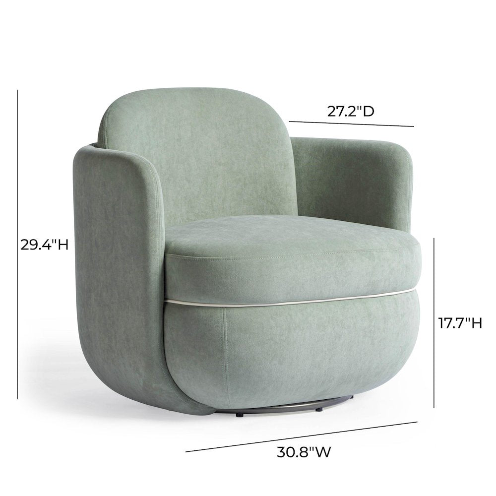 Wolfie Mint Green Velvet Swivel Chair