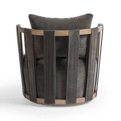 Paolo Chocolate Brown Upcycled Fabric Swivel Chair