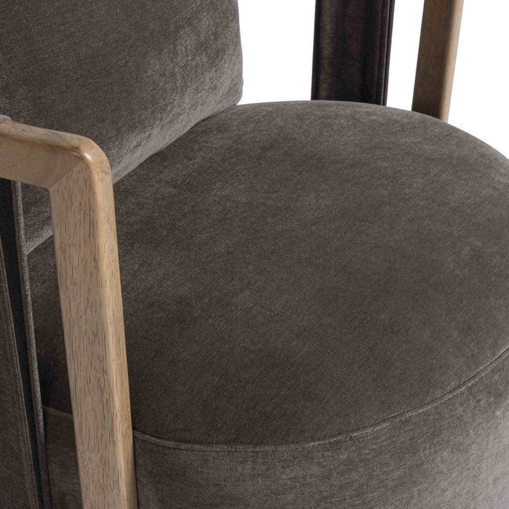 Paolo Chocolate Brown Upcycled Fabric Swivel Chair