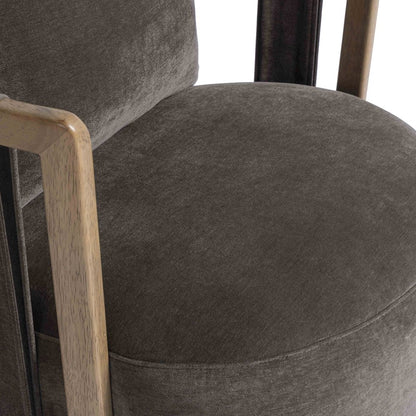 Paolo Chocolate Brown Upcycled Fabric Swivel Chair
