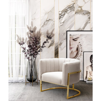 Magnolia Spotted Cream Chair with Gold