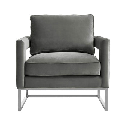 Avery Grey Velvet Chair - Silver Frame