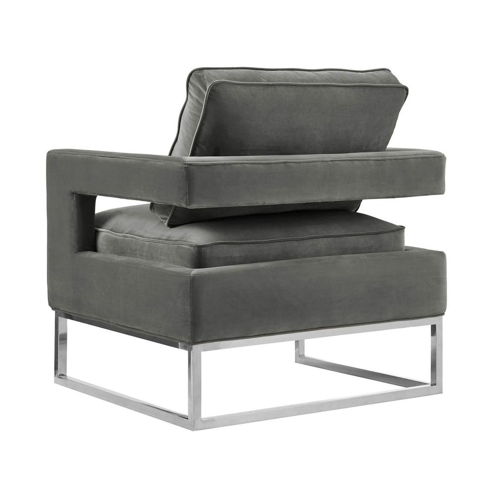Avery Grey Velvet Chair - Silver Frame