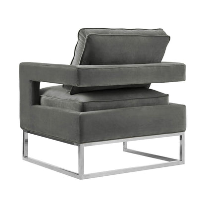 Avery Grey Velvet Chair - Silver Frame