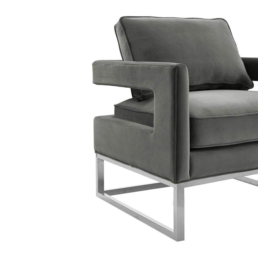 Avery Grey Velvet Chair - Silver Frame