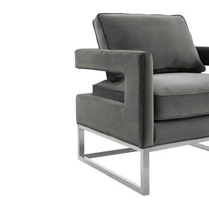 Avery Grey Velvet Chair - Silver Frame