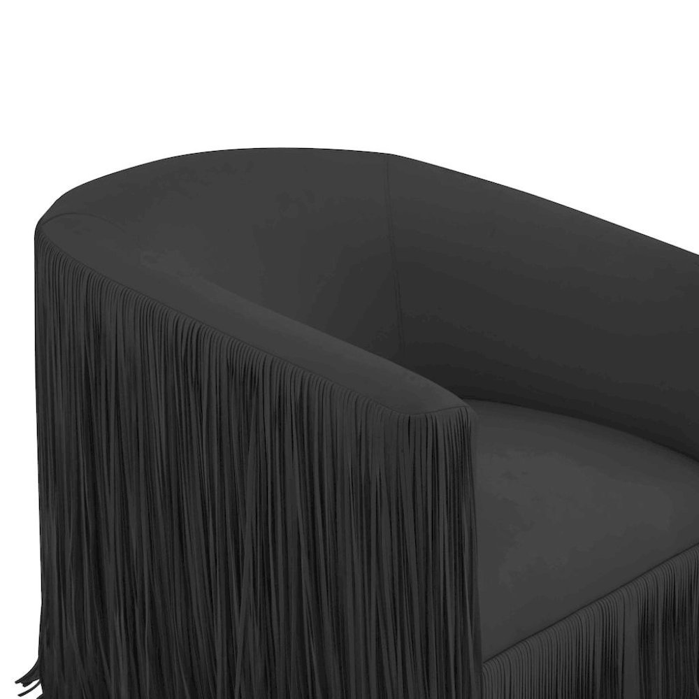 Black Leather Swivel Accent Chair With Wood Frame And Sculpted Contours