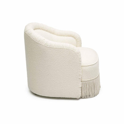 Pamela Cream Boucle Tassel Lounge Chair