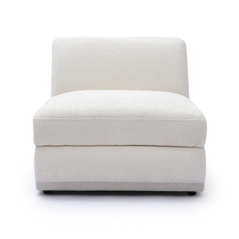 Perry Cream Chenille Modular Armless Chair