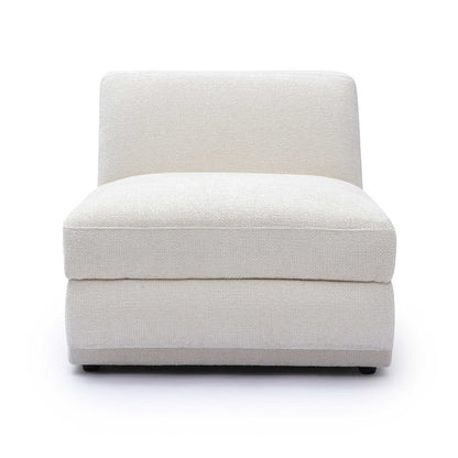 Perry Cream Chenille Modular Armless Chair
