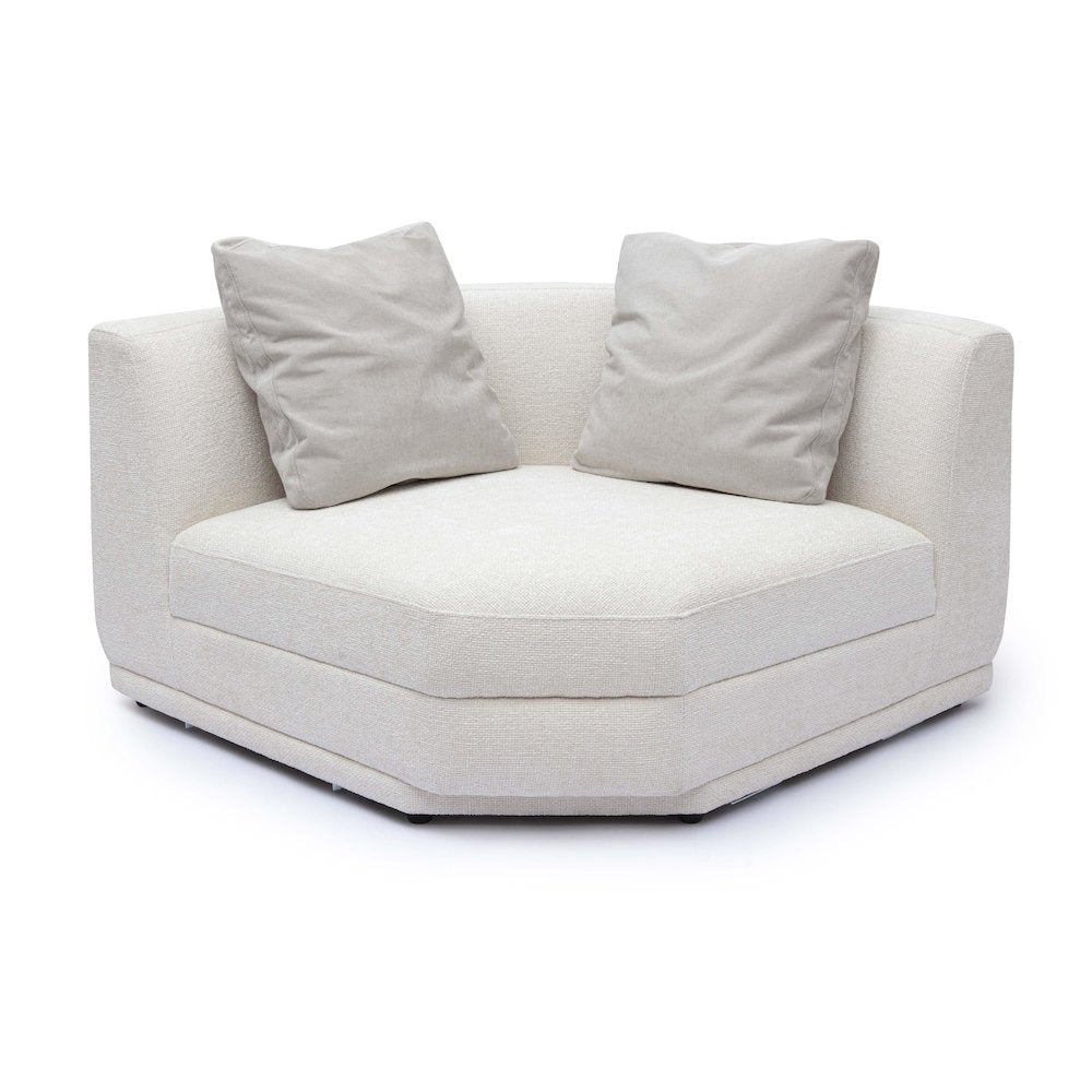Perry Cream Chenille Modular Wedge Corner Chair