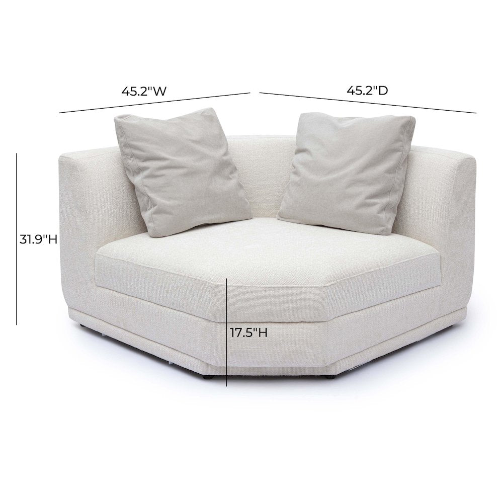 Perry Cream Chenille Modular Wedge Corner Chair
