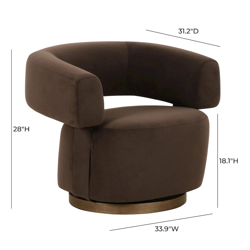 River Chocolate Brown Performance Velvet Swivel Accent Chair
