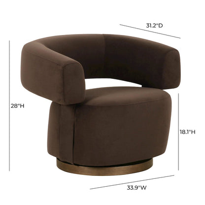 River Chocolate Brown Performance Velvet Swivel Accent Chair