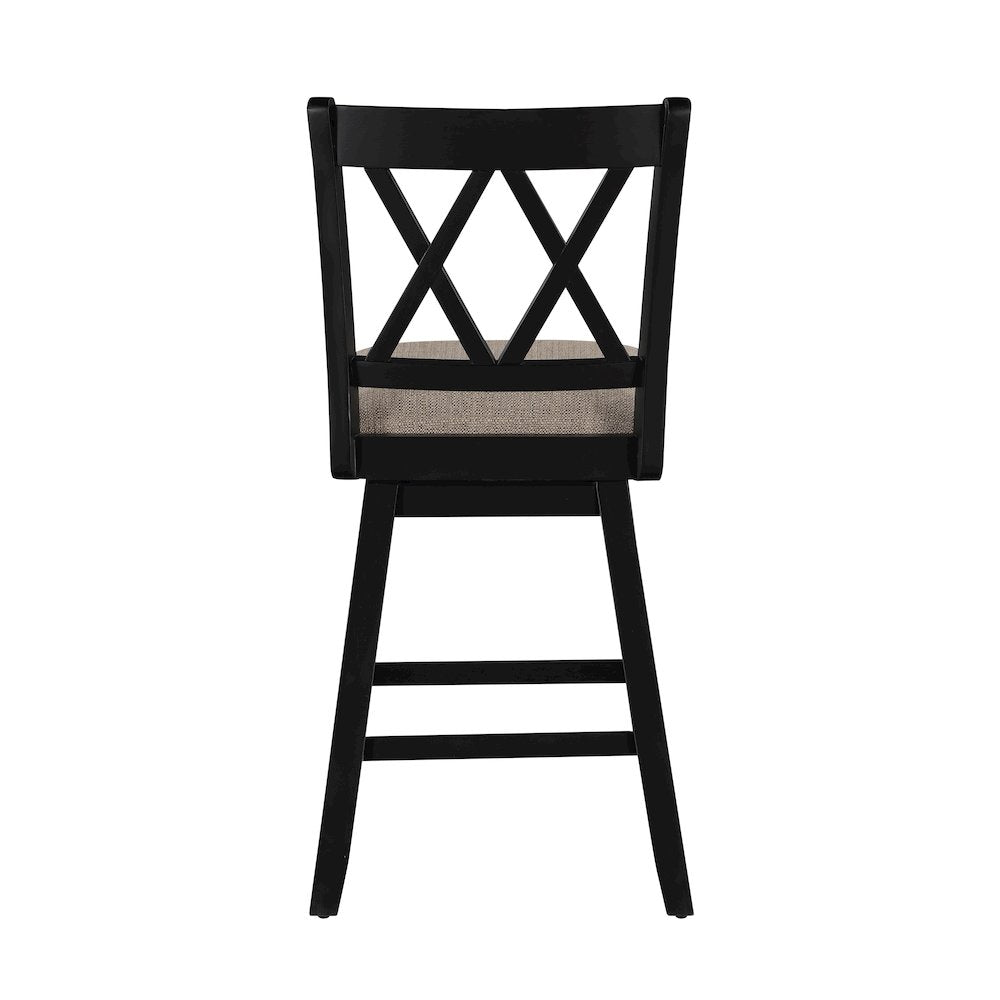 24in Brookline Swivel Barstool Pure Black