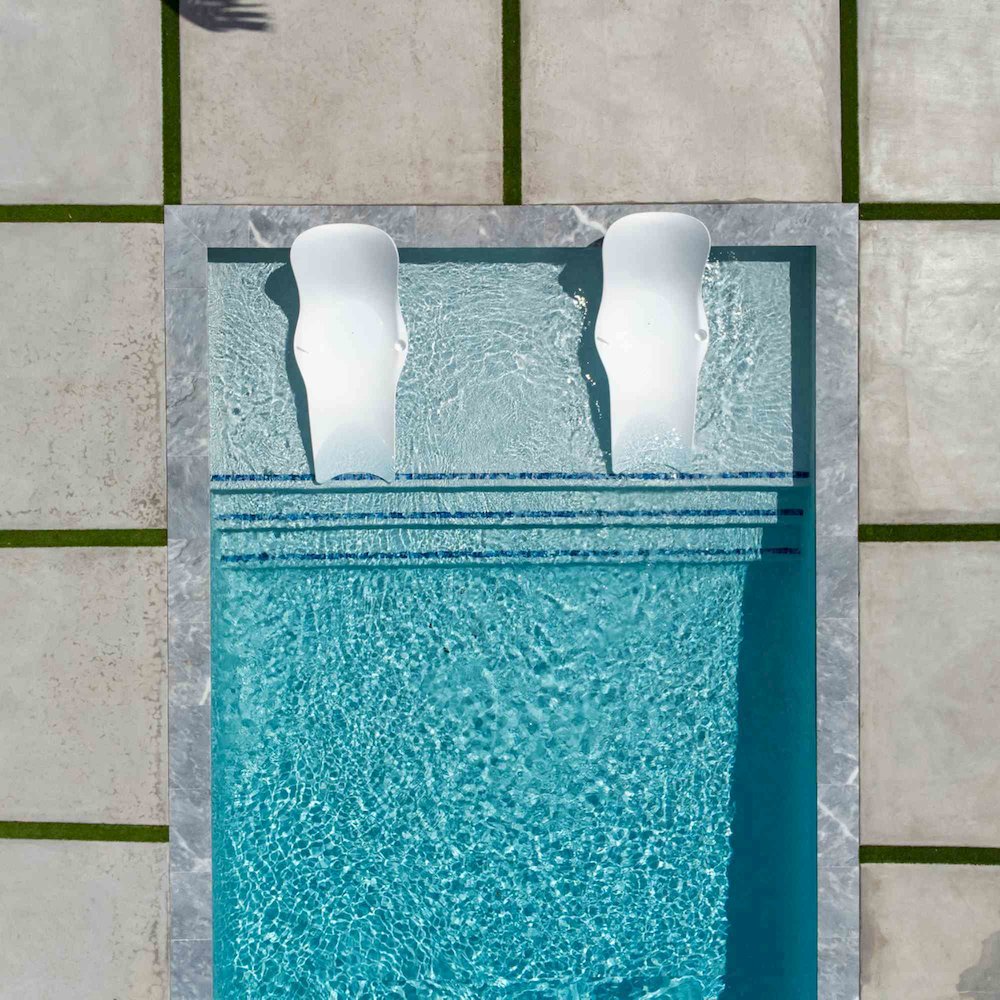 Panama Jack Set of 2 Wave In-Pool Chaise Lounger with End Table