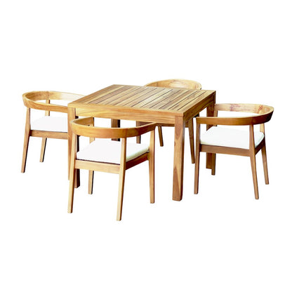 Panama Jack Bali Teak 5-Piece Square Dining Table with Cushions