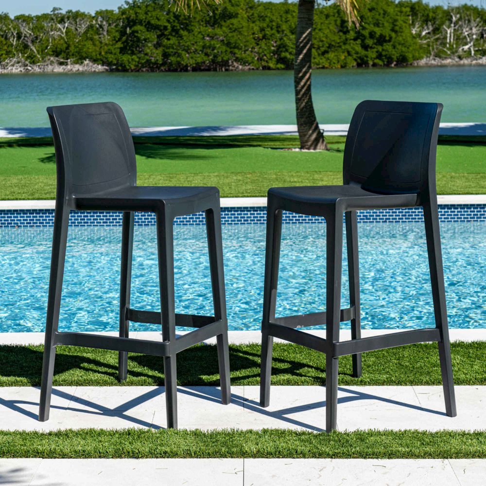 Luna Set of 2 Barstools - Anthracite
