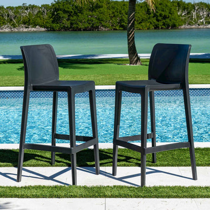 Luna Set of 2 Barstools - Anthracite