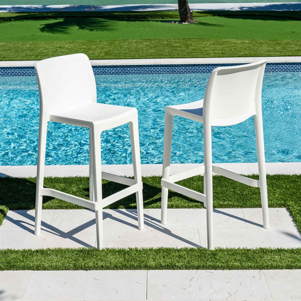 Luna Set of 2 Barstools - White