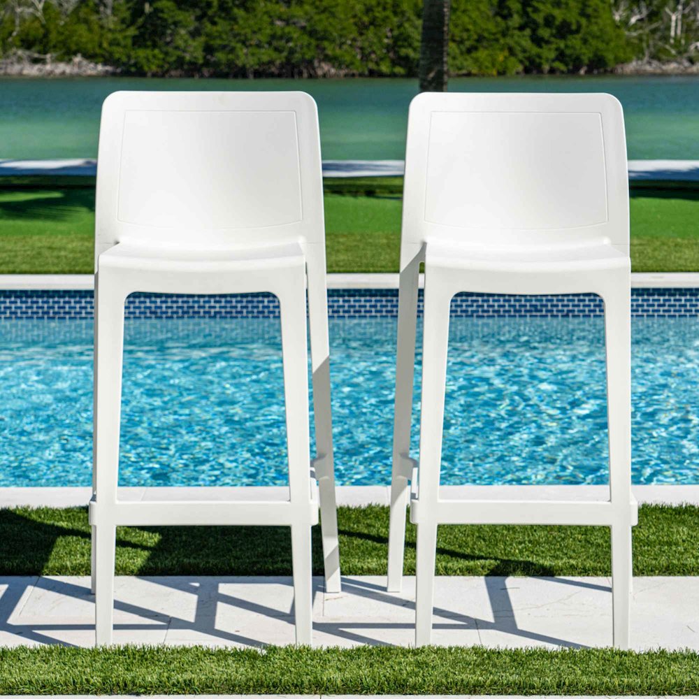 Luna Set of 2 Barstools - White